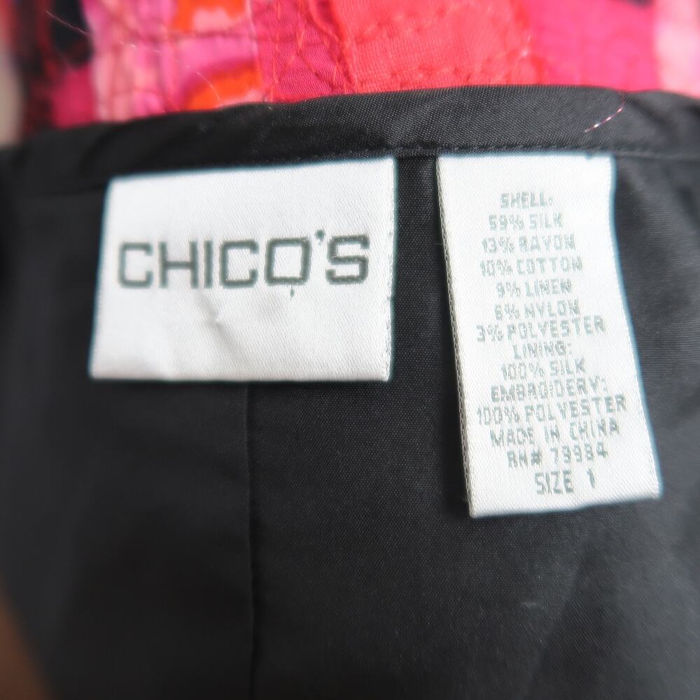 Chico's Red Multicolor Patchwork Quilt Silk Blend… - image 5